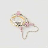Inel "Linkz" Ceres Pink din Argint Placat cu Aur Galben/Alb de 18k și Zirconiu Cubic Roz