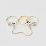 Inel "Linkz" Ceres Pink din Argint Placat cu Aur Galben/Alb de 18k și Zirconiu Cubic Roz