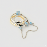 Inel "Linkz" Ceres Blue din Argint Placat cu Aur Galben/Alb de 18k și Zirconiu Cubic Albastru