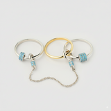 Inel "Linkz" Ceres Blue din Argint Placat cu Aur Galben/Alb de 18k și Zirconiu Cubic Albastru