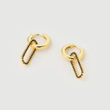 Cercei "Linkz" Archer din Argint Placat cu Aur Galben de 18k și Spinel Negru Natural