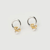 "Linkz" Bali Earrings in Silver Plated with 18k White Yellow Gold