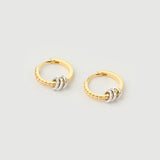 Forge "Linkz" Earrings in 18k Yellow/White Gold Plated Silver and Natural White Topaz