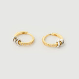 Forge "Linkz" Earrings in 18k Yellow/White Gold Plated Silver and Natural White Topaz