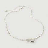 "Poki" White Gold Necklace with Natural White Topaz