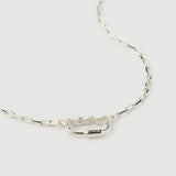 "Poki" White Gold Necklace with Natural White Topaz