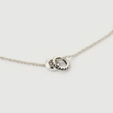 Minerva "Linkz" Pendant Necklace in 18k White Gold Plated Silver and Natural Black Spinel
