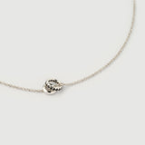 Minerva "Linkz" Pendant Necklace in 18k White Gold Plated Silver and Natural Black Spinel