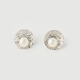 "Baroque" White Gold Earrings with Natural Pearl