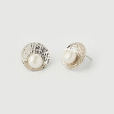 "Baroque" White Gold Earrings with Natural Pearl