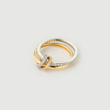 Inel "Linkz" Snow White din Argint Placat cu Aur Galben/Alb de 18k și Zirconiu Cubic Alb