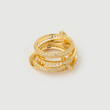 "Linkz" Orbit Yellow Gold Ring with Natural White Topaz