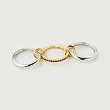 Inel "Linkz" Vibe din Argint Placat cu Aur Alb/Galben de 18k și Spinel Negru Natural