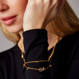 "Hera" Yellow Gold Bracelet with Natural Rose Quartz