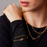 "Hera" Yellow Gold Bracelet with Natural Rose Quartz