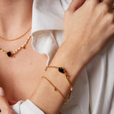 "Hera" Yellow Gold Bracelet with Natural Black Onyx