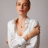 "Hera" Yellow Gold Bracelet with Natural Black Onyx