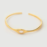 "Kada" Yellow Gold Bracelet with Natural Rose Quartz