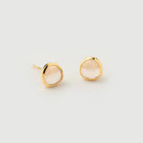 "Haze" Yellow Gold Earrings with Natural Rose Quartz