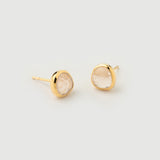 "Haze" Yellow Gold Earrings with Natural Rose Quartz