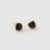 "Haze" Rose Gold Earrings with Natural Black Onyx