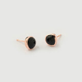 "Haze" Rose Gold Earrings with Natural Black Onyx