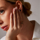 "Haze" Yellow Gold Earrings with Natural Black Onyx