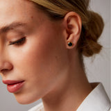 "Haze" Yellow Gold Earrings with Natural Black Onyx