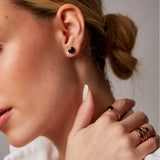 "Haze" Rose Gold Earrings with Natural Black Onyx