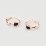 "Lima" Rose Gold Earrings with Natural Black Onyx
