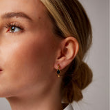"Lima" Yellow Gold Earrings with Natural Black Onyx