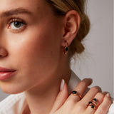 "Lima" Rose Gold Earrings with Natural Black Onyx