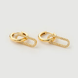 Cercei "Linkz" Archer din Argint Placat cu Aur Galben de 18k și Topaz Alb Natural