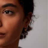 "Linkz" Forge White/Yellow Gold Earrings with Natural White Topaz