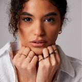 "Linkz" Forge White/Yellow Gold Earrings with Natural White Topaz