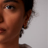 "Linkz" Yellow Gold Earrings with Natural Garnet