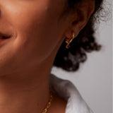 "Linkz" Yellow Gold Earrings with Natural Garnet