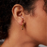 "Linkz" Yellow Gold Earrings with Natural Garnet