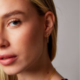 "Noura" Yellow Gold Earrings with Natural Rose Quartz
