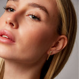 "Noura" Yellow Gold Earrings with Natural Rose Quartz