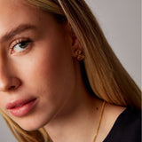 "Satta" Yellow Gold Earrings with Natural Rose Quartz