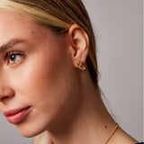"Satta" Yellow Gold Earrings with Natural Rose Quartz