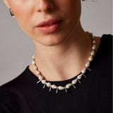 "Baroque" White Gold Necklace with Natural Pearl