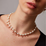 "Baroque" Rose Gold Necklace with Natural Pearl