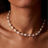 "Baroque" Rose Gold Necklace with Natural Pearl