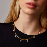 "Haze" Yellow Gold Necklace with Natural Rose Quartz