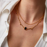 "Hera" Yellow Gold Necklace with Natural Black Onyx