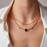 "Hera" Yellow Gold Necklace with Natural Black Onyx