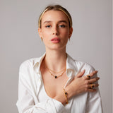 "Hera" Yellow Gold Necklace with Natural Black Onyx