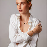 "Hera" Yellow Gold Necklace with Natural Black Onyx